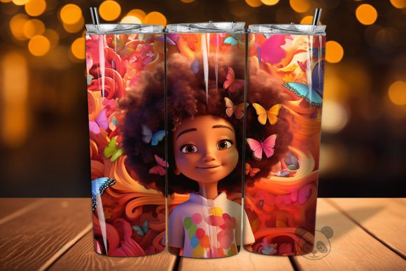 3D Afro Little Girl Tumbler Wrap PNG 23 Design