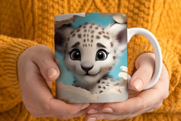 3D Cheetah Mug Wrap Png 1