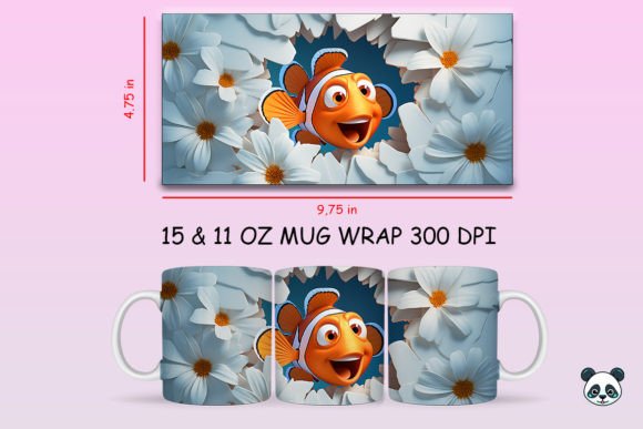 3D Clownfish Mug Wrap PNG for Sublimation