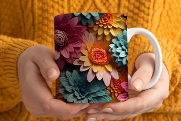 3D Colorful Flower Mug Wrap Sublimation: A Strategic Design Tool for Creativity and Branding