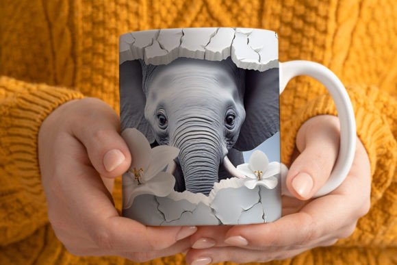 3D Elephant Mug Wrap Png 1