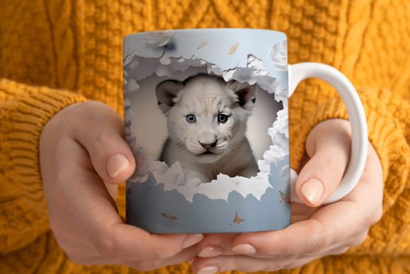 3D Lion Mug Wrap Png 1