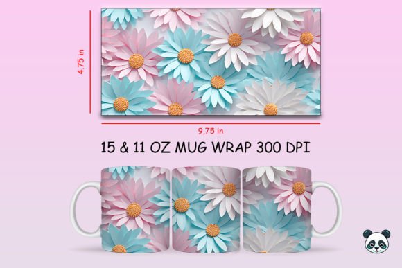 3D Pastel Daisy Flowers Mug Wrap: A Versatile Design for Creative Projects