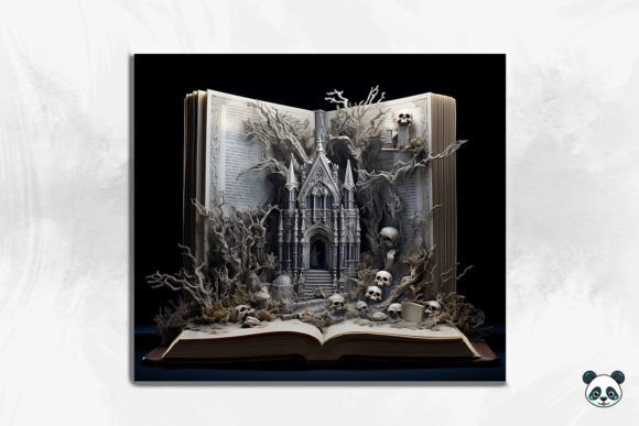 Elevate Your Halloween Crafts with a 3D Gothic Book with Cemetery Scene Tumbler Design