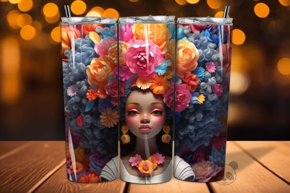 Elevate Your Sublimation Projects with a Stunning 3D Afro Princess Tumbler Wrap