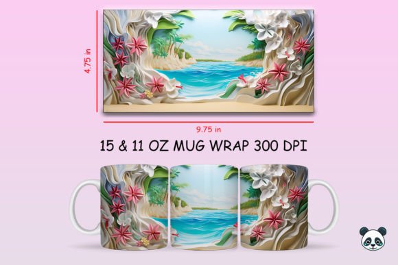 Elevating Product Personalization: The Strategic Value of the 3D Beach and Flowers Mug Wrap PNG