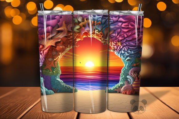 Evaluating the 3D Beach Skinny Tumbler Wrap PNG for Sublimation Projects