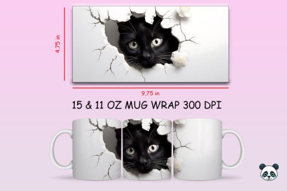 Evaluating the 3D Black Cat Mug Wrap PNG 2 for Sublimation Projects