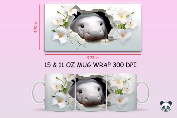 Evaluating the 3D Manatee Mug Wrap Png 2 for Professional Sublimation