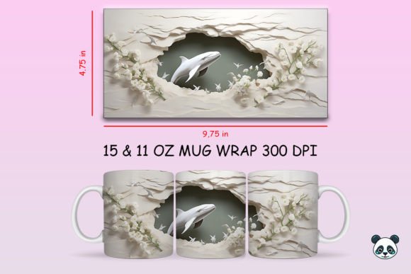 Strategic Branding with 3D Whale Mug Wrap Png 2 for Sublimation Success