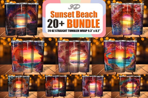 Transform Your Sublimation Projects with the 3D Beach Skinny 20oz Tumbler Wrap Bundle